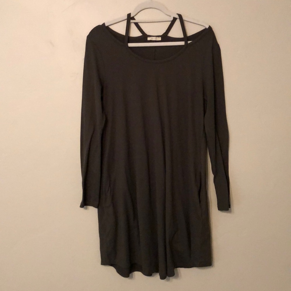 Dark green shift dress